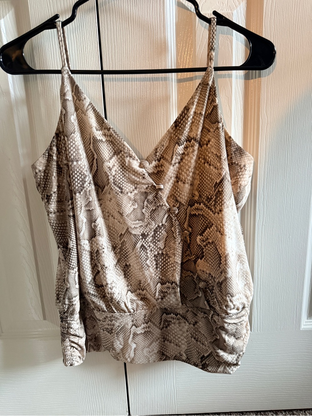 White House Black Market Snake Print V-Neck Cami in Neutral Tones